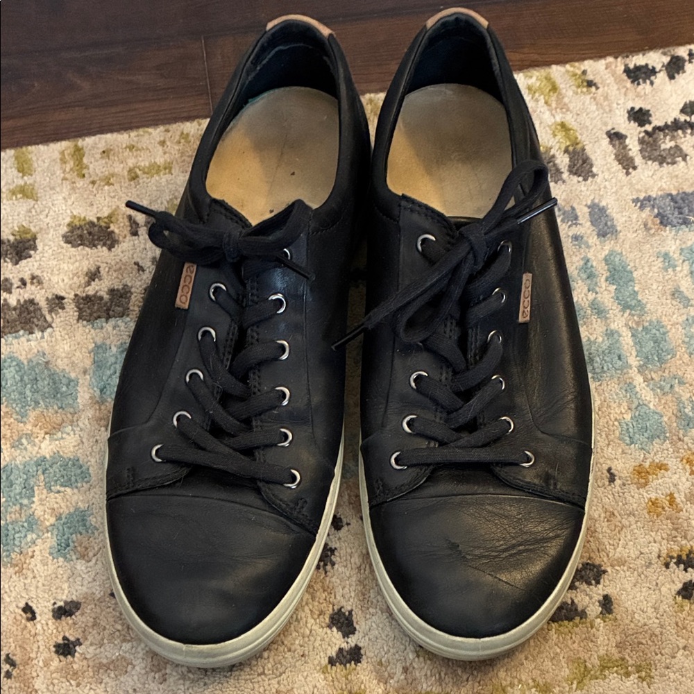 Ecco Men's Black Leather Sneakers- sz 48